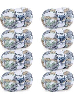 Cozy Chunky Chenille Yarn for Hand Knitting & Crocheting - Jumbo Tie Dye 8